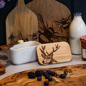 Stag Oak And Ceramic Butter Dish White - Image 2