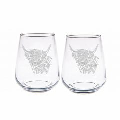 Stemless Glasses Highland Cow Side Profile Set 2