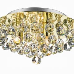 (Disc)Pluto 3LT Flush Crystal Glass Droppers Polished Brass